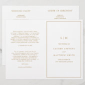 Programme de mariage à monogramme simple en or ant (Devant / Derrière)