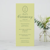 Programme de mariage à monogramme vert de printemp (Debout devant)