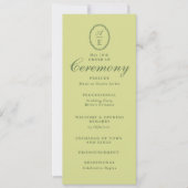 Programme de mariage à monogramme vert de printemp (Devant)