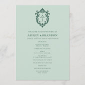 Programme de mariage à monogramme Vintage Sage Cre (Devant)