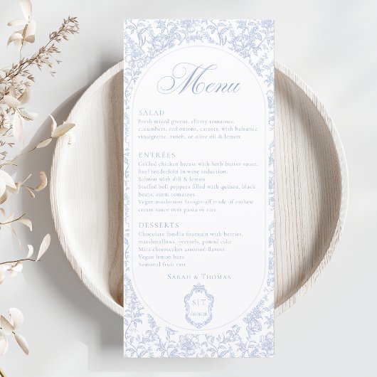Programme de mariage à motifs floraux bleus et bla