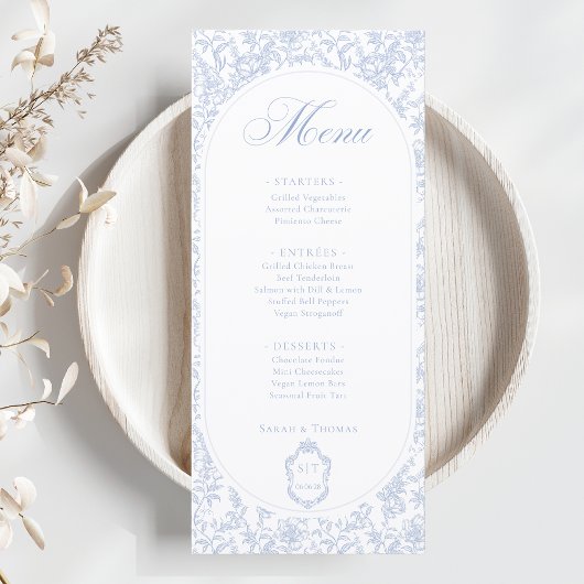 Programme de mariage à motifs floraux bleus et bla