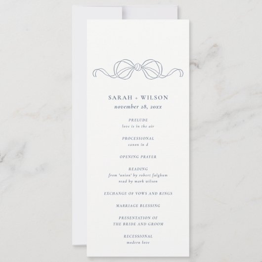 Programme de mariage à nœud papillon bleu foncé Co (Devant)