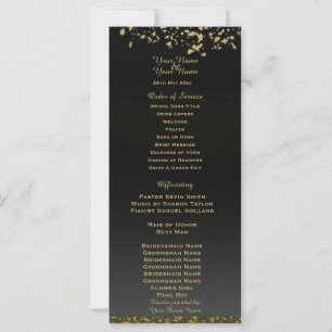 Programme de mariage à paillettes noir et or faux