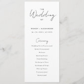 Programme de Mariage à plat de script moderne blan (Devant)