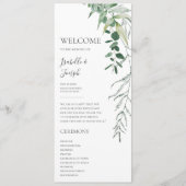 Programme de mariage à plat vert Sage de verdure (Devant)