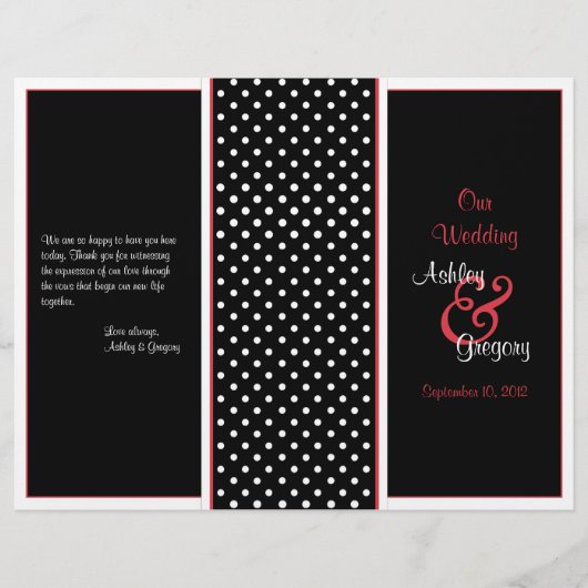 Programme de mariage à points Polka rouge, noir et (Devant)