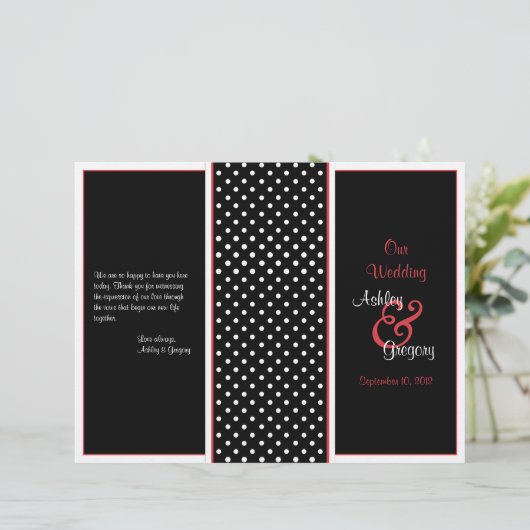 Programme de mariage à points Polka rouge, noir et (Debout devant)