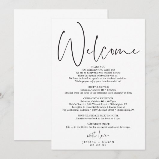 Programme de mariage à script minimal - Accueil de (Devant / Derrière)