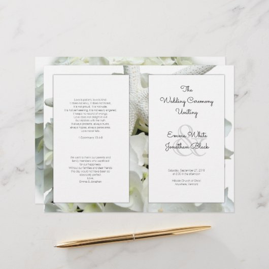 Programme de mariage à thème de White Beach (Devant/Arrière en situation)