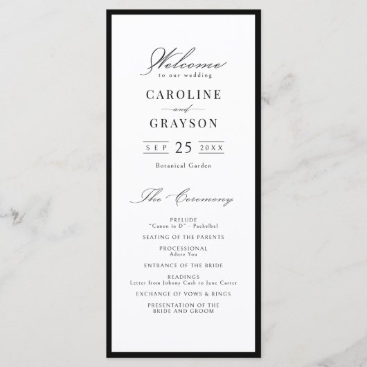 Programme de mariage à typographie de script graci (Devant)