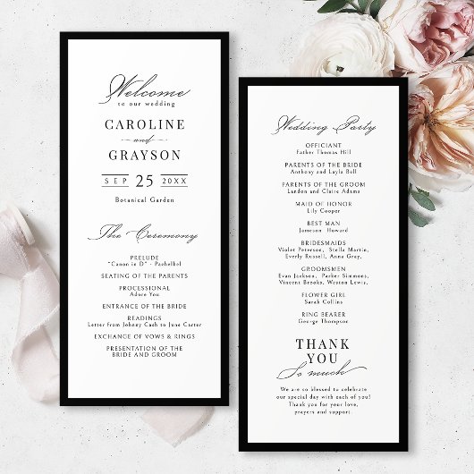Programme de mariage à typographie de script graci