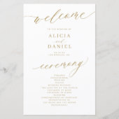 Programme de mariage à typographie dorée romantiqu (Devant)