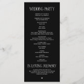 Programme de mariage à typographie noire élégante  (Dos)