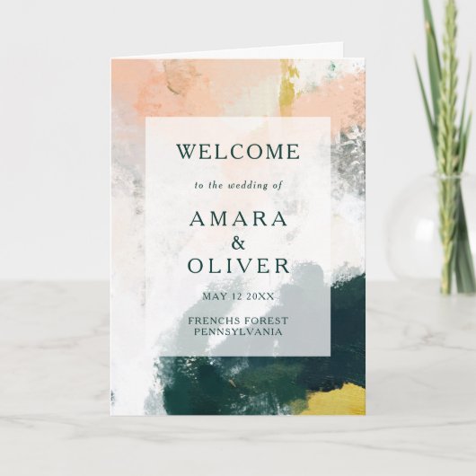 Programme de mariage Abstrait plié coloré (Devant)