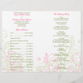 Programme de mariage Abstrait rose chaud et vert (Dos)