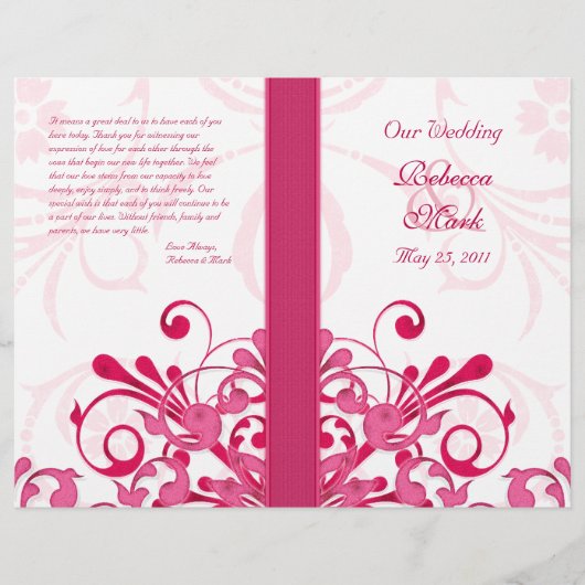 Programme de mariage Abstrait rose et blanc (Devant)
