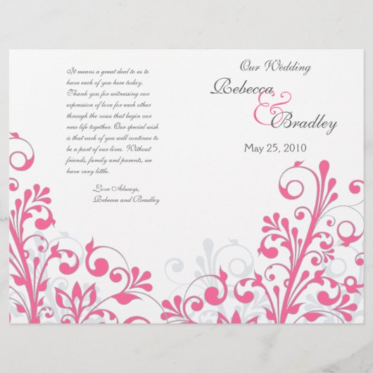 Programme de mariage Abstrait rose et blanc chaud (Devant)