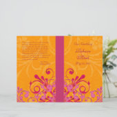 Programme de mariage Abstrait rose et orange (Debout devant)