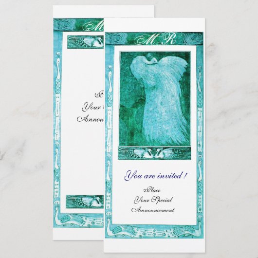 PROGRAMME DE MARIAGE AMOUR PAON MONOGRAMME Bleu sa (Devant / Derrière)