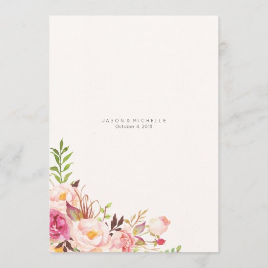 Programme de mariage Antique Rose - Agenda des inv (Dos)