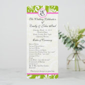 Programme de mariage Apple Green & Pink Damask (Debout devant)