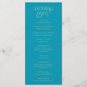 Programme de mariage Aqua Blue Typographie Moderne (Dos)