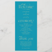 Programme de mariage Aqua Blue Typographie Moderne (Devant)