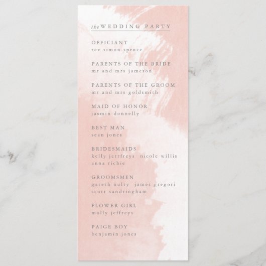 programme de mariage aquarellé (Dos)