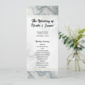 Programme de mariage aquarelle Bleu Gris Or Plage (Debout devant)