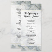 Programme de mariage aquarelle Bleu Gris Or Plage (Devant / Derrière)