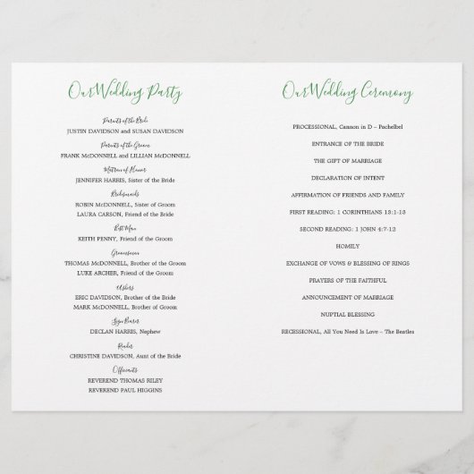 Programme de mariage | Aquarelle Feuilles botaniqu (Dos)