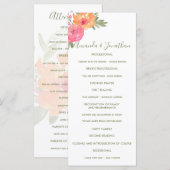 Programme de mariage aquarelle fleurs de printemps (Devant / Derrière)