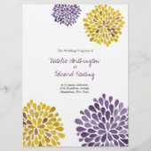 Programme de mariage Aquarelle jaune violet Dahlia (Devant)