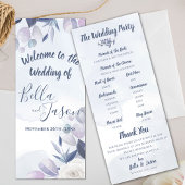 Programme de mariage Aquarelle mignonne Bleu Dusty
