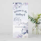Programme de mariage Aquarelle mignonne Bleu Dusty (Debout devant)