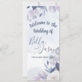 Programme de mariage Aquarelle mignonne Bleu Dusty (Devant)
