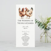 Programme de mariage aquarelle poulets bruns de ca (Debout devant)
