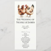 Programme de mariage aquarelle poulets bruns de ca (Devant)