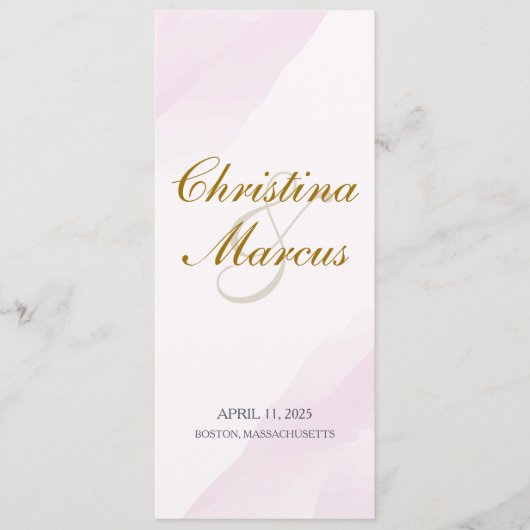 Programme de mariage aquarelle, Programme des plat (Devant)
