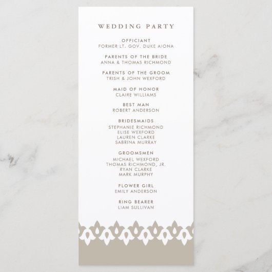 Programme de mariage arabesque | Champagne Beige (Dos)