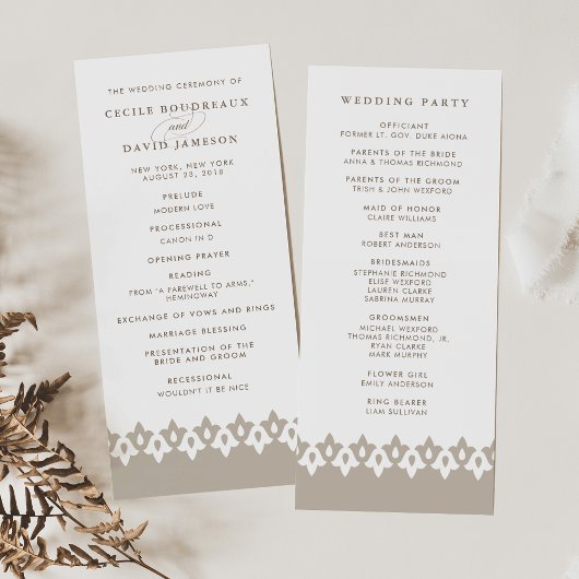 Programme de mariage arabesque | Champagne Beige