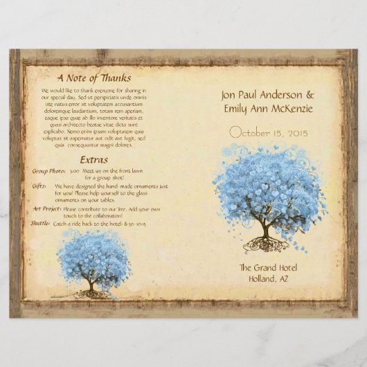 Programme de mariage Arbre à feuilles en forme de (Devant)