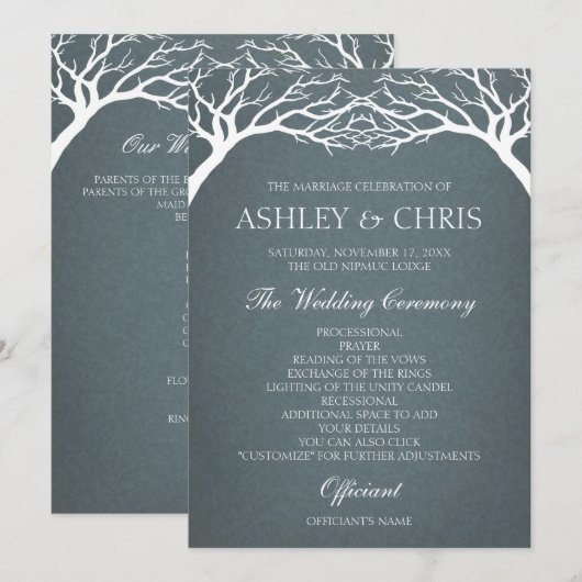 Programme de mariage - Arbre rustique (Devant / Derrière)