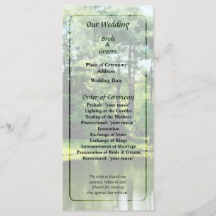 Programme de mariage Arbres au bord du Lac