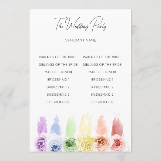 Programme de mariage arc-en-ciel (Dos)