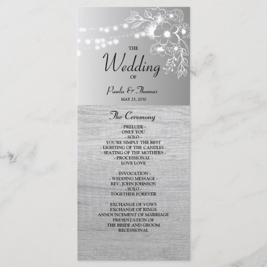 Programme de mariage argent noir et blanc (Devant)