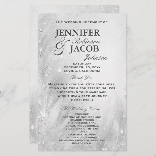 Programme de mariage | Argent souple (Devant / Derrière)