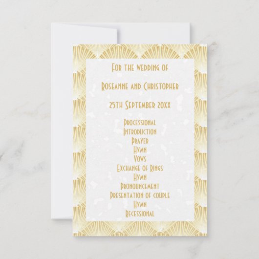 Programme de mariage Art déco couleur or (Dos)