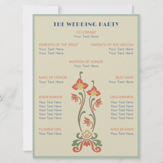 Programme de mariage Art Nouveau (Dos)